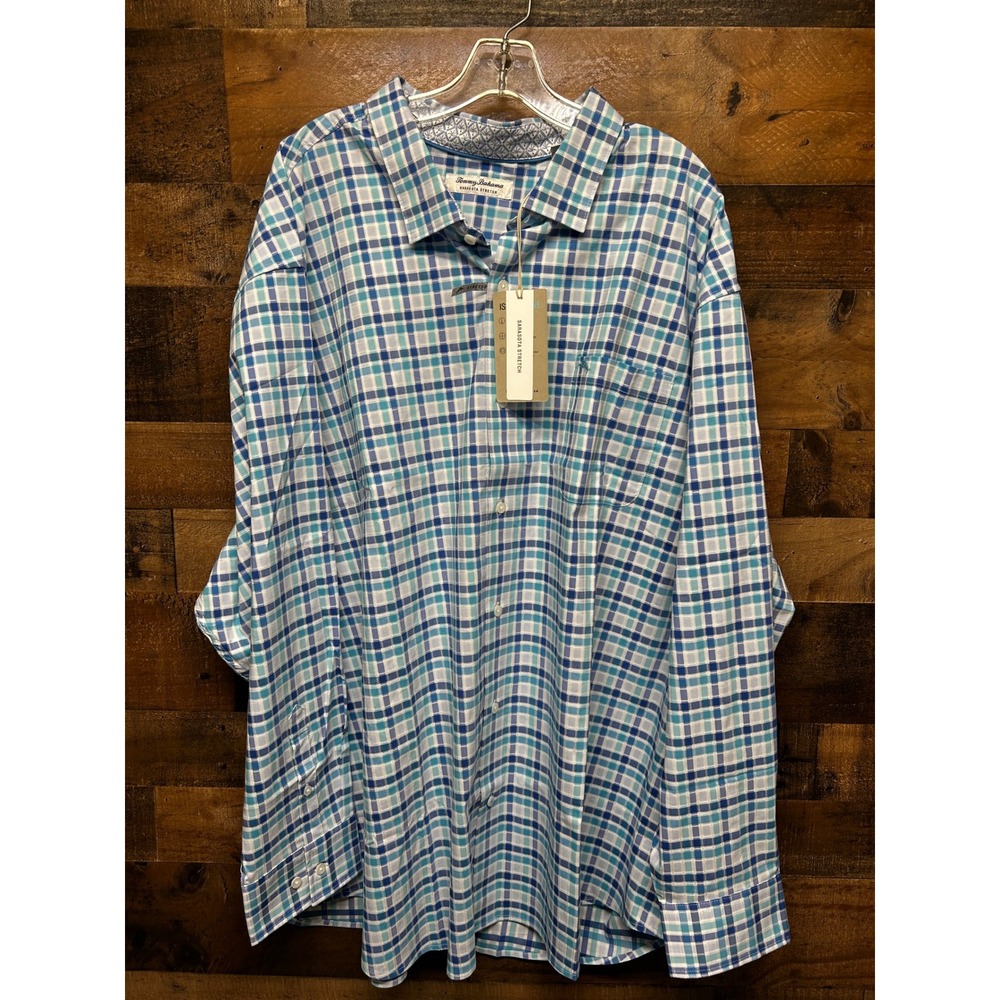 Tommy Bahama Sarasota Stretch Plaid Button Down Shirt Men's 3XL Big Tall‎ New